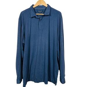 Mizzen+Main Long Sleeve Polo Navy Blue Casual Knit Shirt - XXL